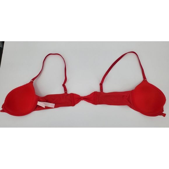 Victoria’s Secret Demi Underwire Front Closure Lace Bow Back Size 34B Red Cute - Picture 5 of 7